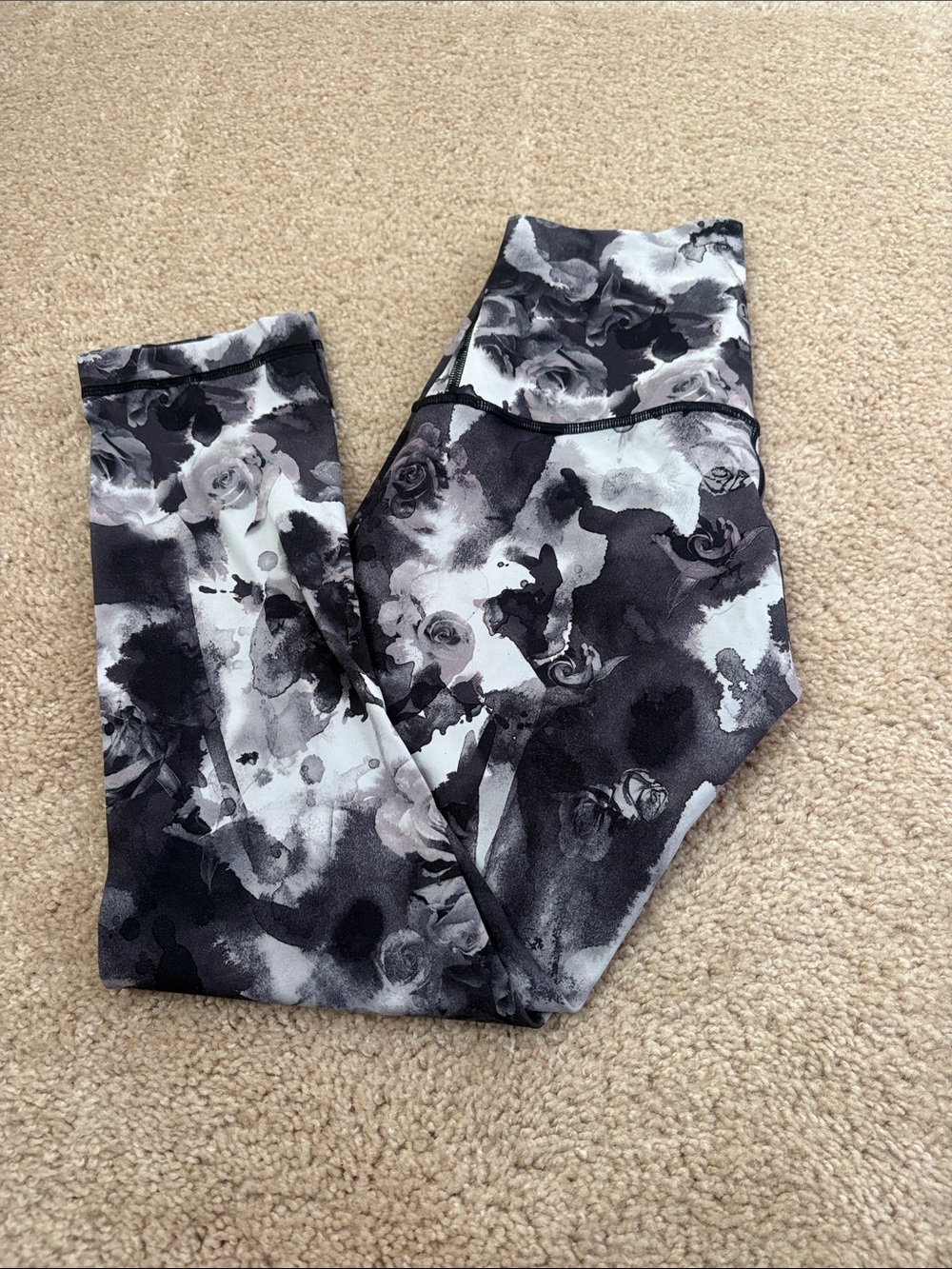 lululemon athletica Black & White Floral Watercolor Leggings